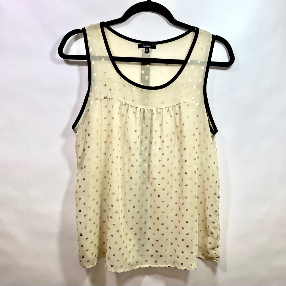 Monteau sheer polka dot sleeveless shirt • Size L